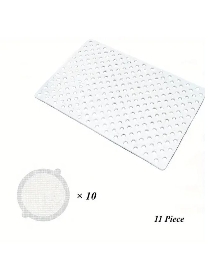 11 Pcs Bathroom Set Super Absorbent Shower Mat And 10 Disposable Drain Covers PCV Fiber Anti Slip Clog Prevention - Image 2